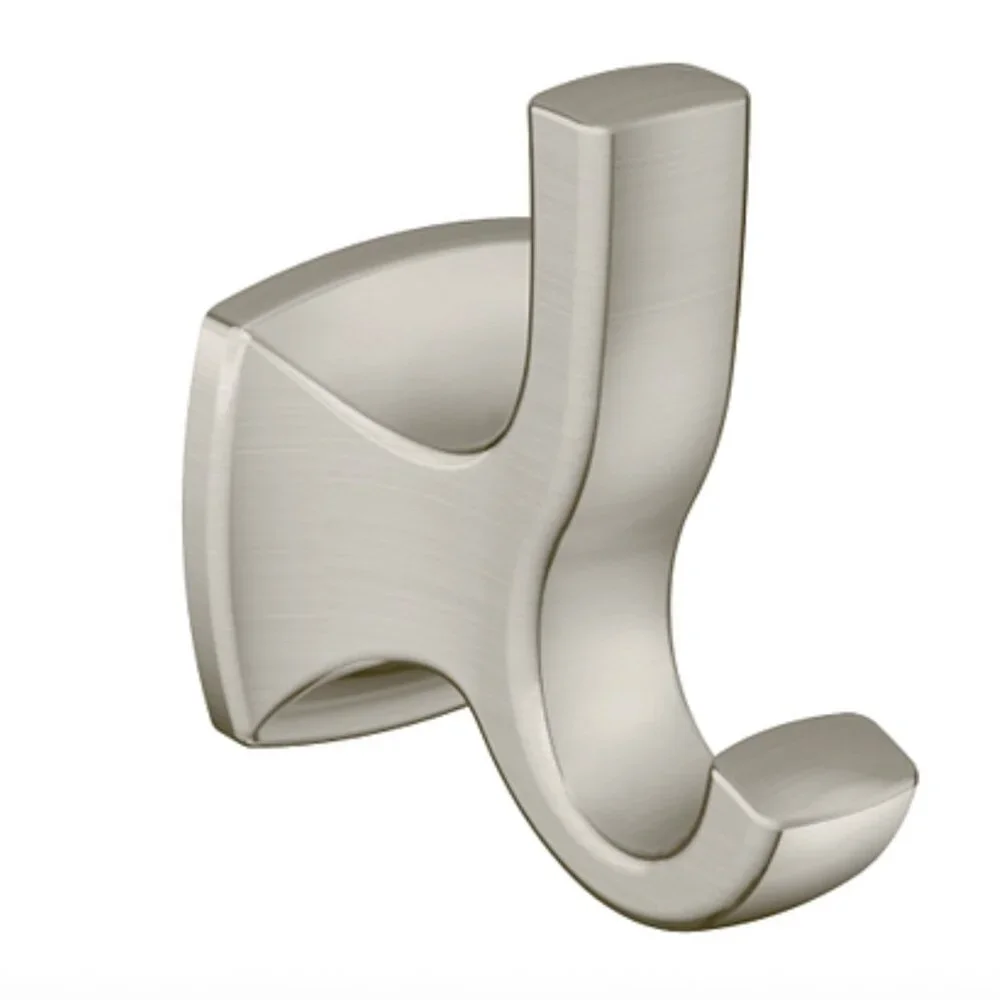 NEW Moen Voss YB5103 Series Double Robe Hook Brushed Nickel Bathroom Closet